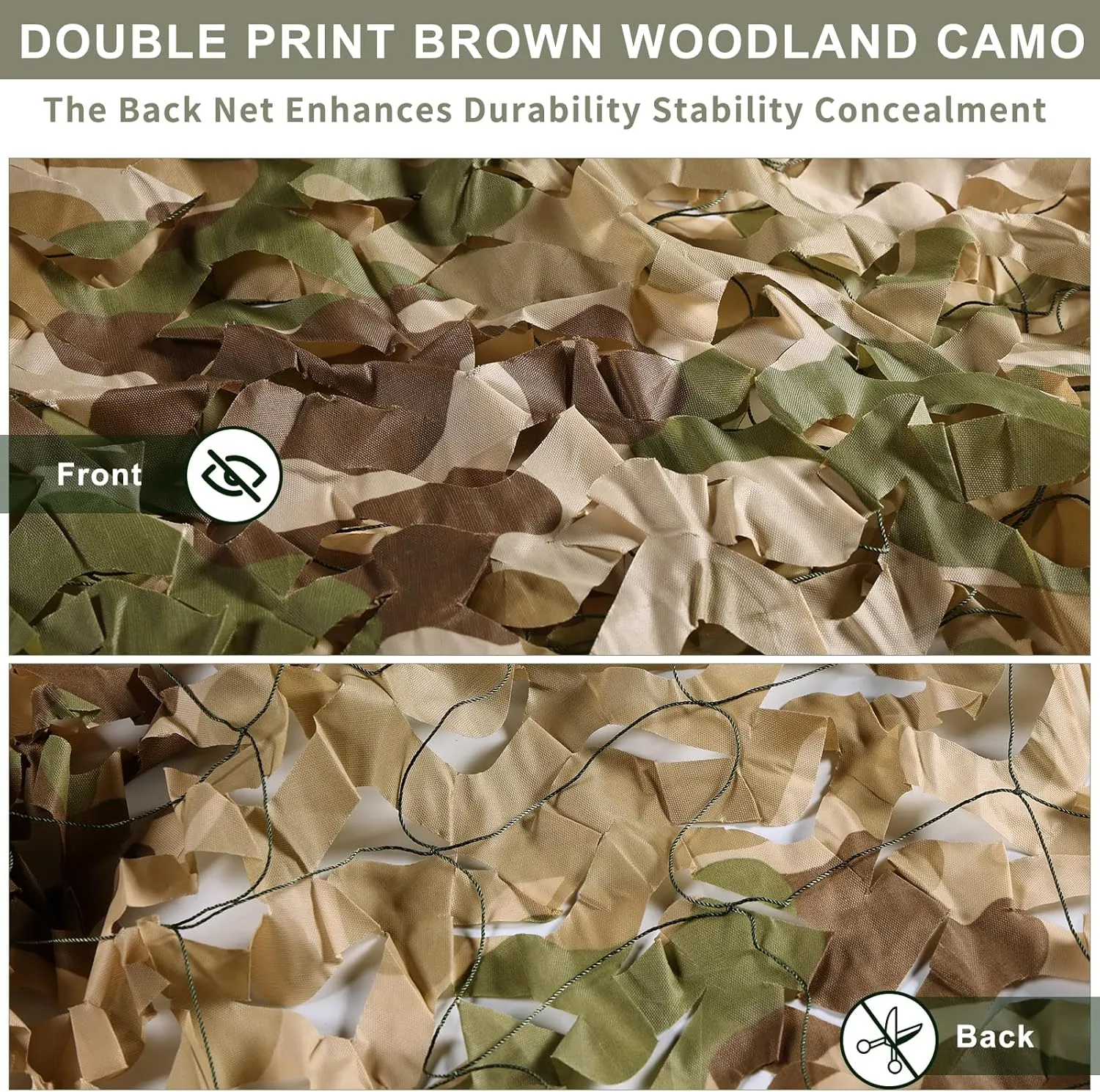 iunio Camo Netting Camouflage Netting, 10ft10ft, 10x20ft, 20ft20ft, Mesh Backing Oxford Fabric Camo Net Military Surplus, Hunting Blind for Deer Stand, Party Decorations, Photograph and Car Cover