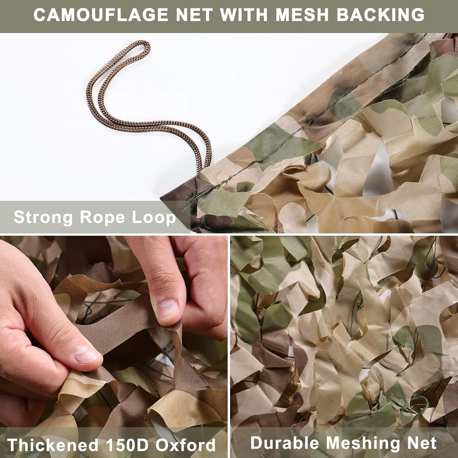 iunio Camo Netting Camouflage Netting, 10ft10ft, 10x20ft, 20ft20ft, Mesh Backing Oxford Fabric Camo Net Military Surplus, Hunting Blind for Deer Stand, Party Decorations, Photograph and Car Cover