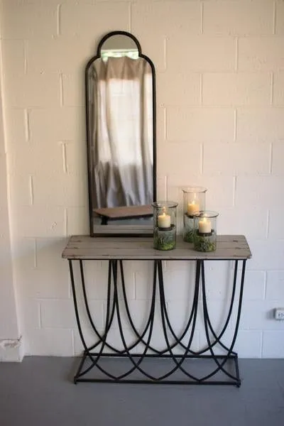 Kalalou Antique Black Iron Mirror With Arched Top