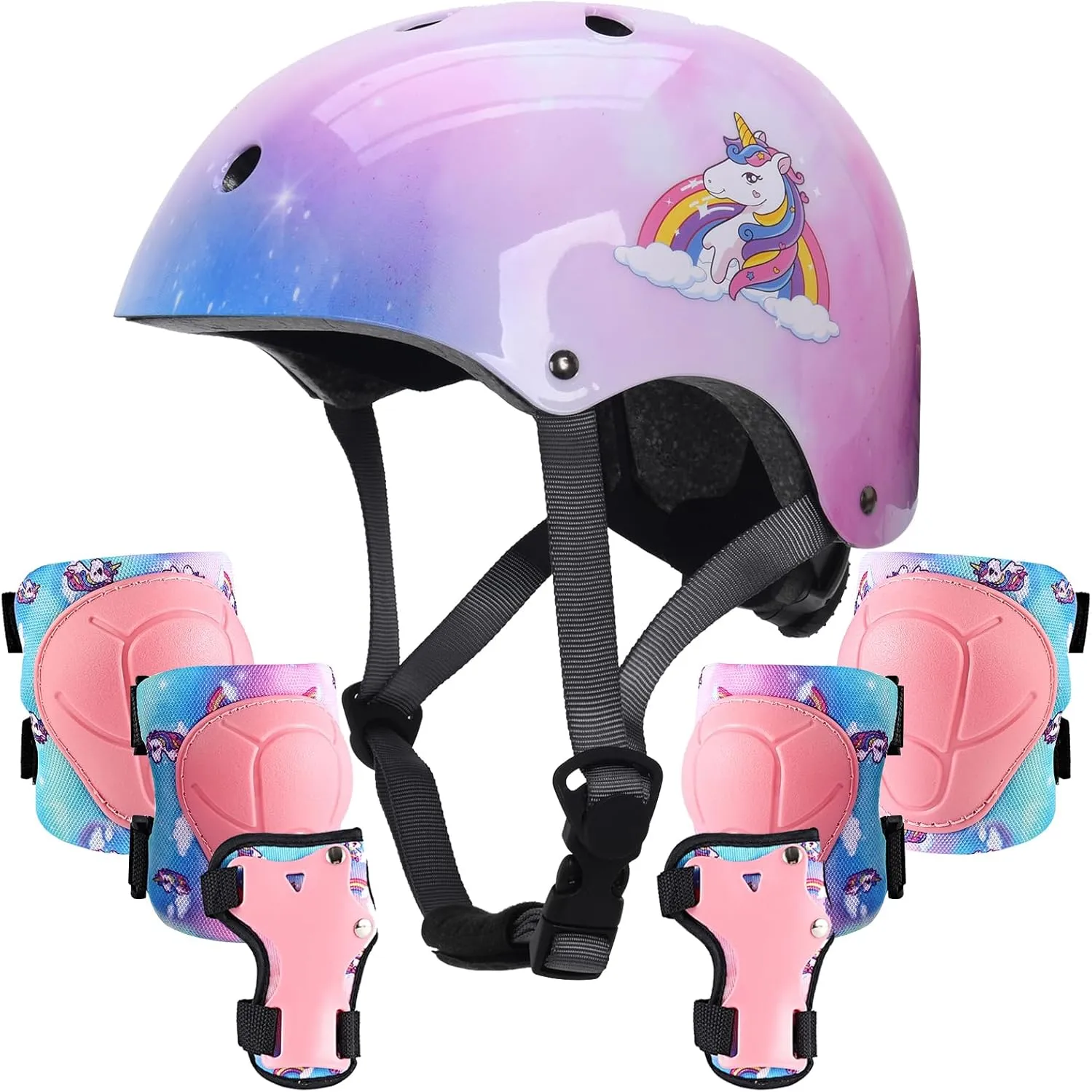 Kids Helmet with Knee Pads Elbow Pads and Wrist Guards,Child Protective Gear for Boys Girls Age 3-5-8 Years fit Roller Skates, Skateboarding, Scooter Bicycle Skate Scooter Skateboard