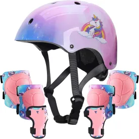 Kids Helmet with Knee Pads Elbow Pads and Wrist Guards,Child Protective Gear for Boys Girls Age 3-5-8 Years fit Roller Skates, Skateboarding, Scooter Bicycle Skate Scooter Skateboard