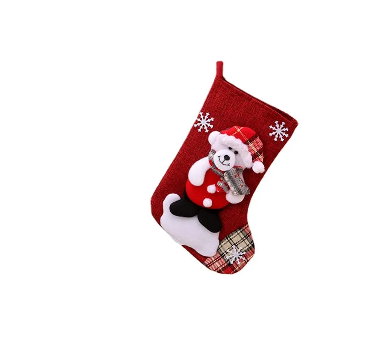 Large Stockings Santa Elk Fabric Gift Socks Christmas Lovely Bag For Children Fireplace Tree Christmas Decoration