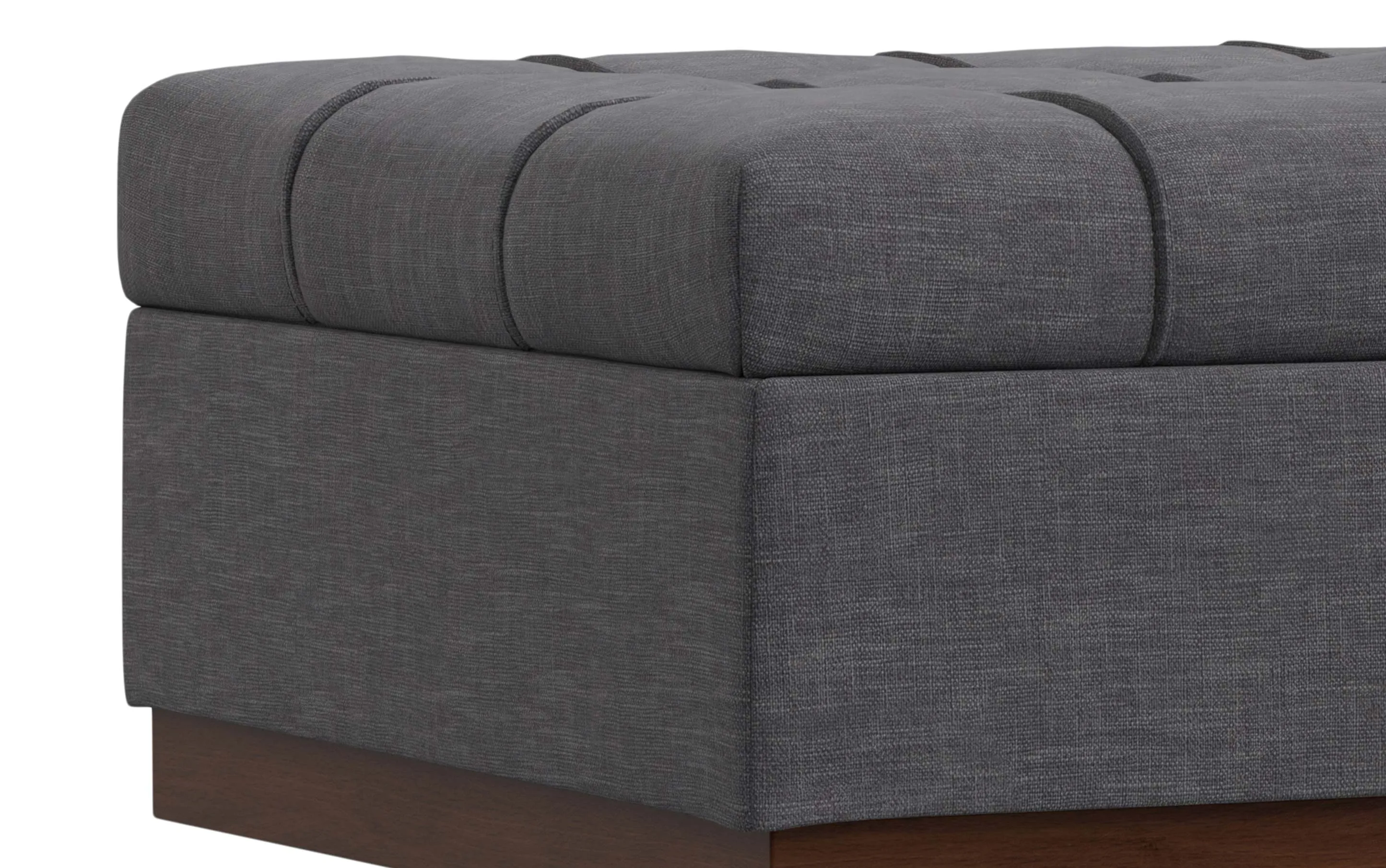Mariah Coffee Table Storage Ottoman in Linen