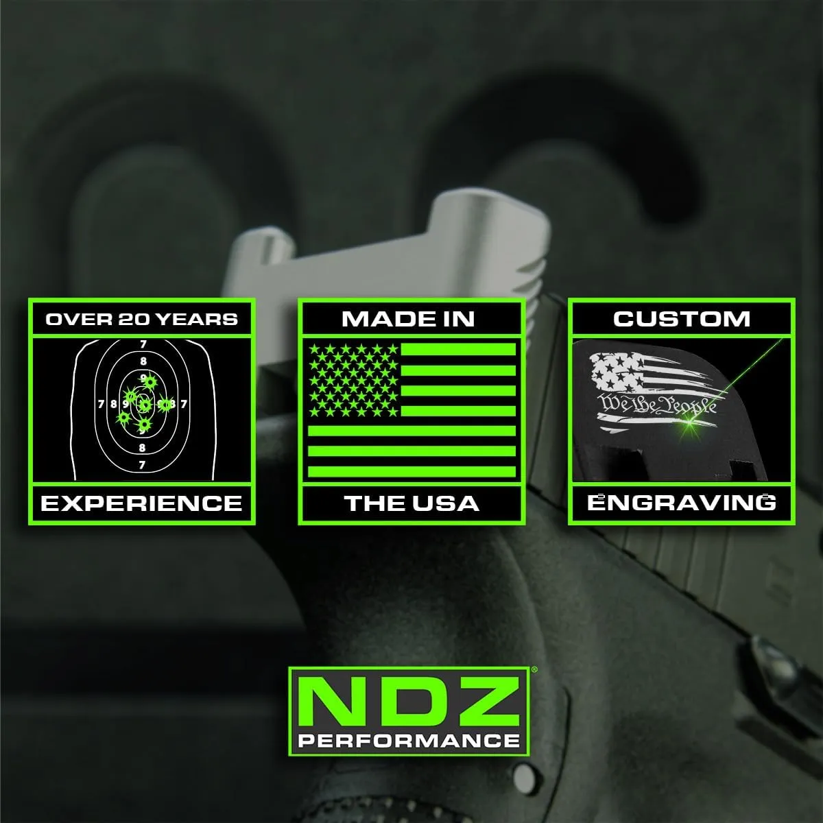 NDZ Performance MOS Optic Cover Plate for Glock 43X & Glock 48, Anodized Aluminum with Color Filled Engraving, Made in USA - Choose Image & Engraving Color