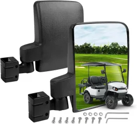 No Drilling Golf Cart Side Mirrors, Universal Golf Cart Mirrors Fit For EZGO, Club Car, Yamaha, ICON, Star, Zone Golf Carts Large HD Folding Side View Mirrors