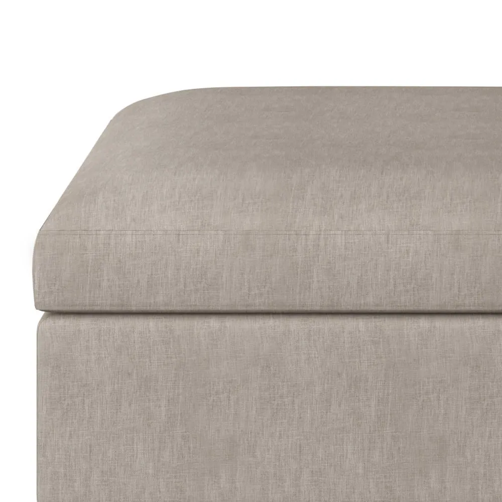 Owen Small Coffee Table Ottoman in Linen