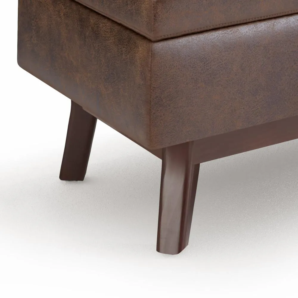 Owen Small Rectangular Storage Ottoman in Distressed Vegan Leather
