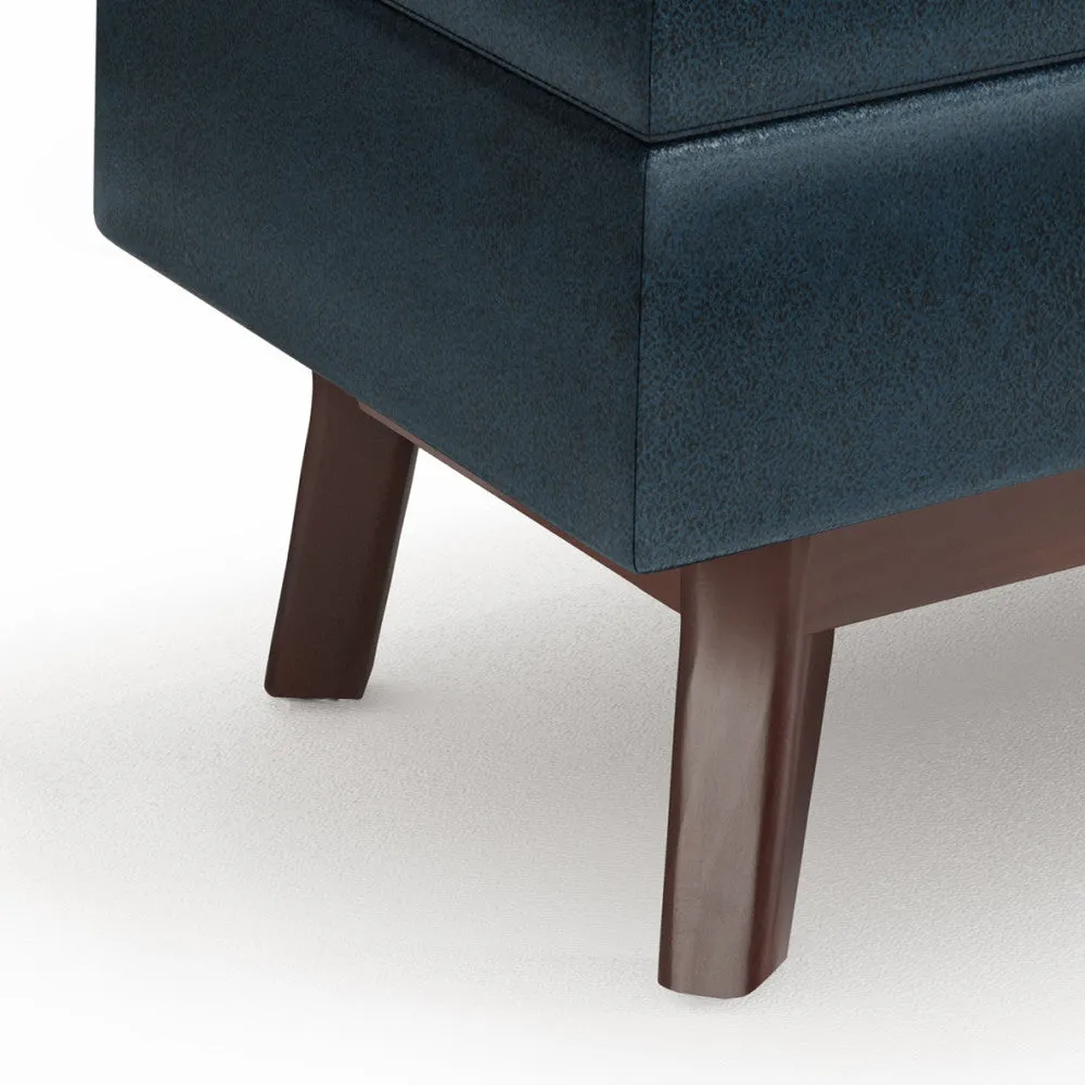 Owen Small Rectangular Storage Ottoman in Distressed Vegan Leather