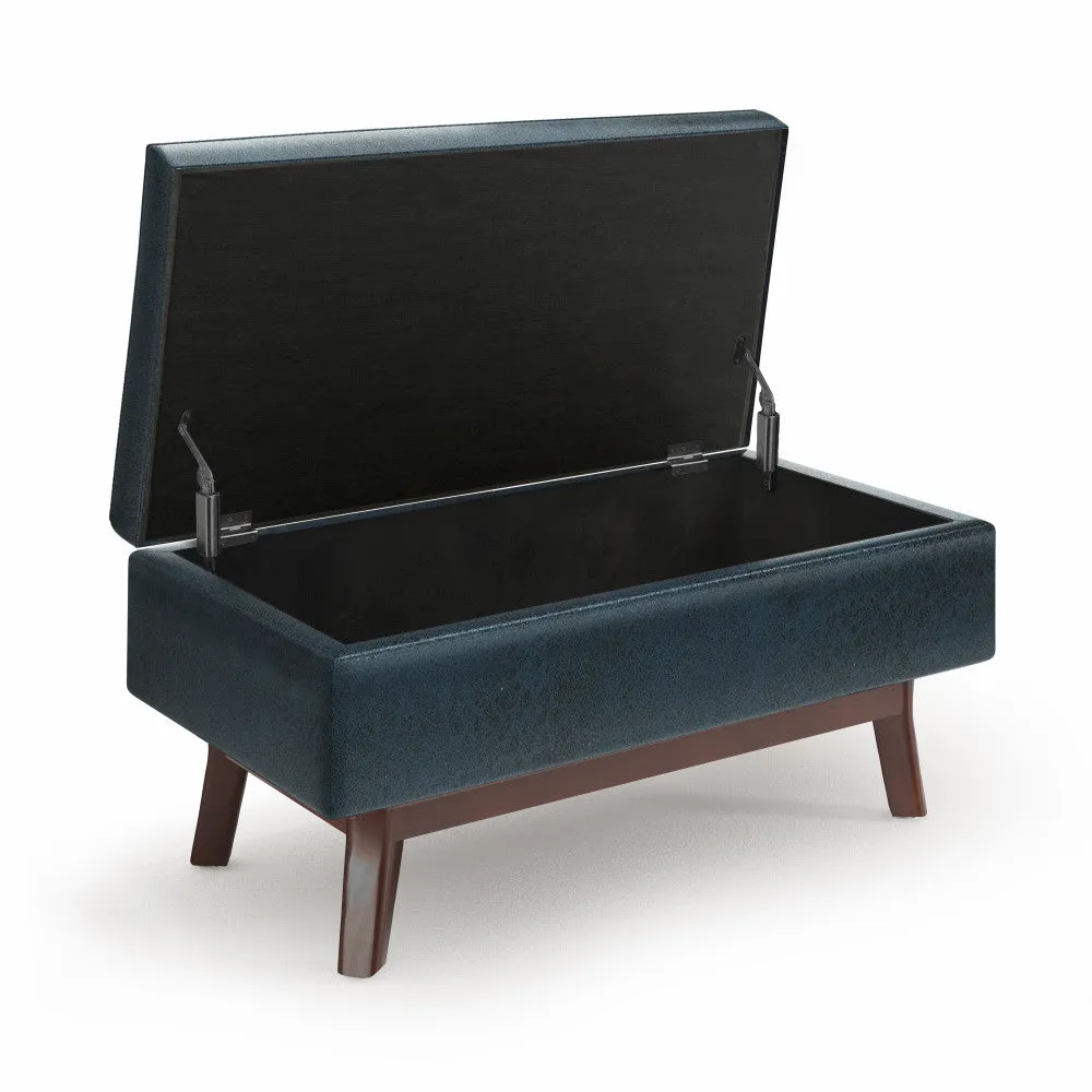 Owen Small Rectangular Storage Ottoman in Distressed Vegan Leather
