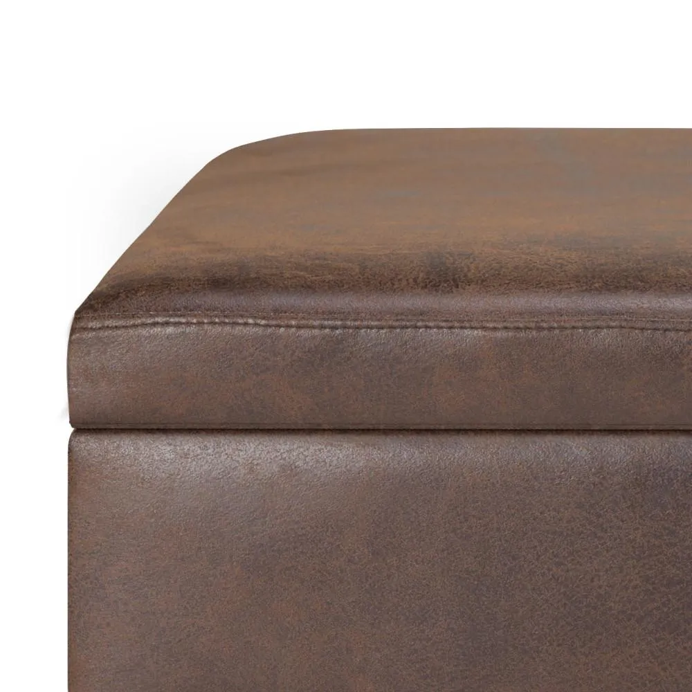Owen Small Rectangular Storage Ottoman in Distressed Vegan Leather