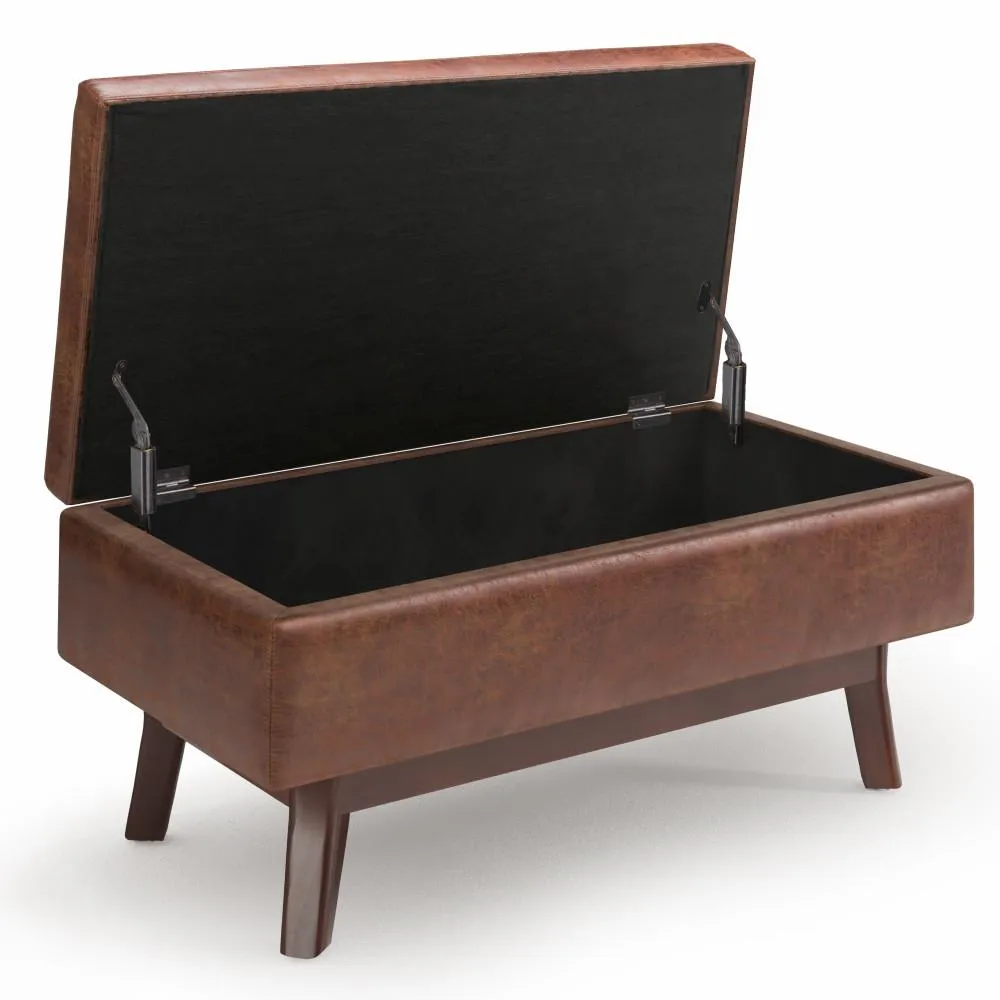 Owen Small Rectangular Storage Ottoman in Distressed Vegan Leather