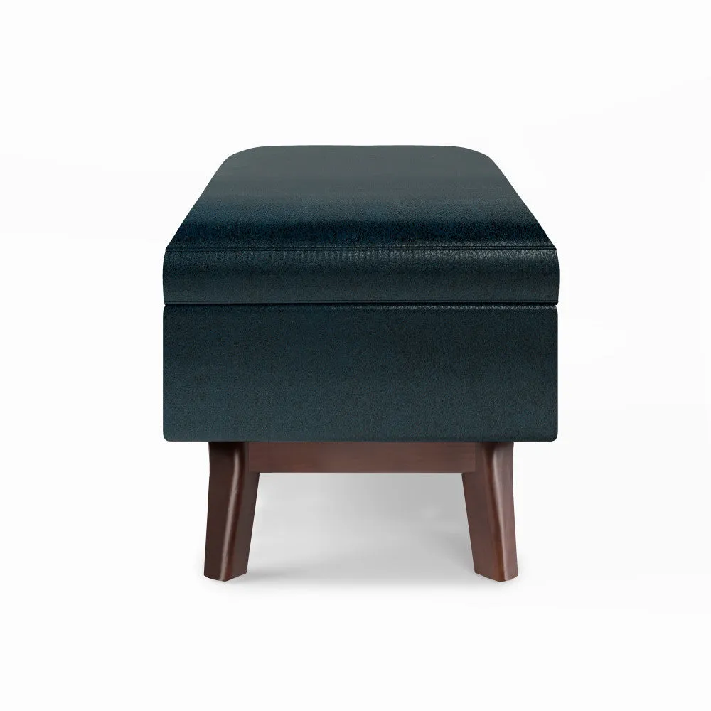 Owen Small Rectangular Storage Ottoman in Distressed Vegan Leather