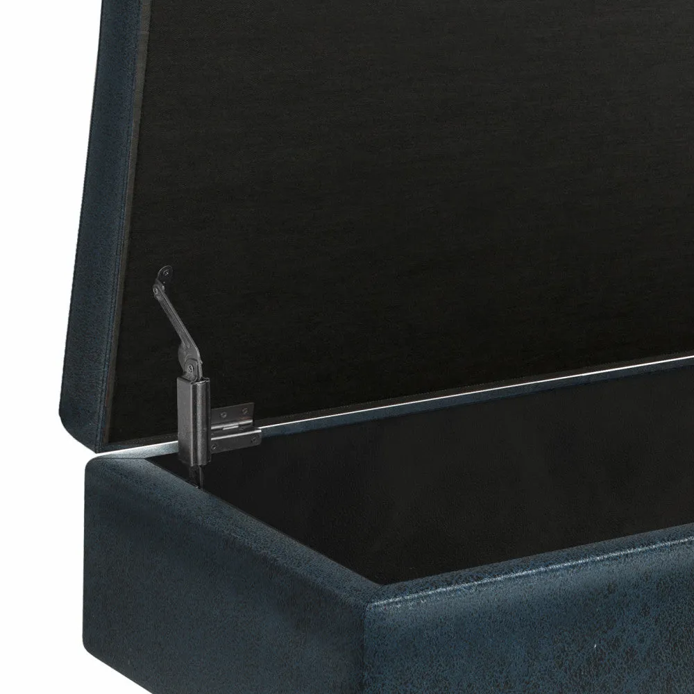 Owen Small Rectangular Storage Ottoman in Distressed Vegan Leather