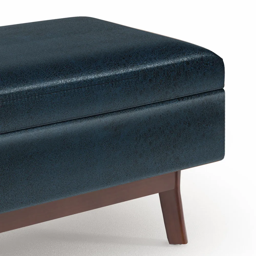 Owen Small Rectangular Storage Ottoman in Distressed Vegan Leather