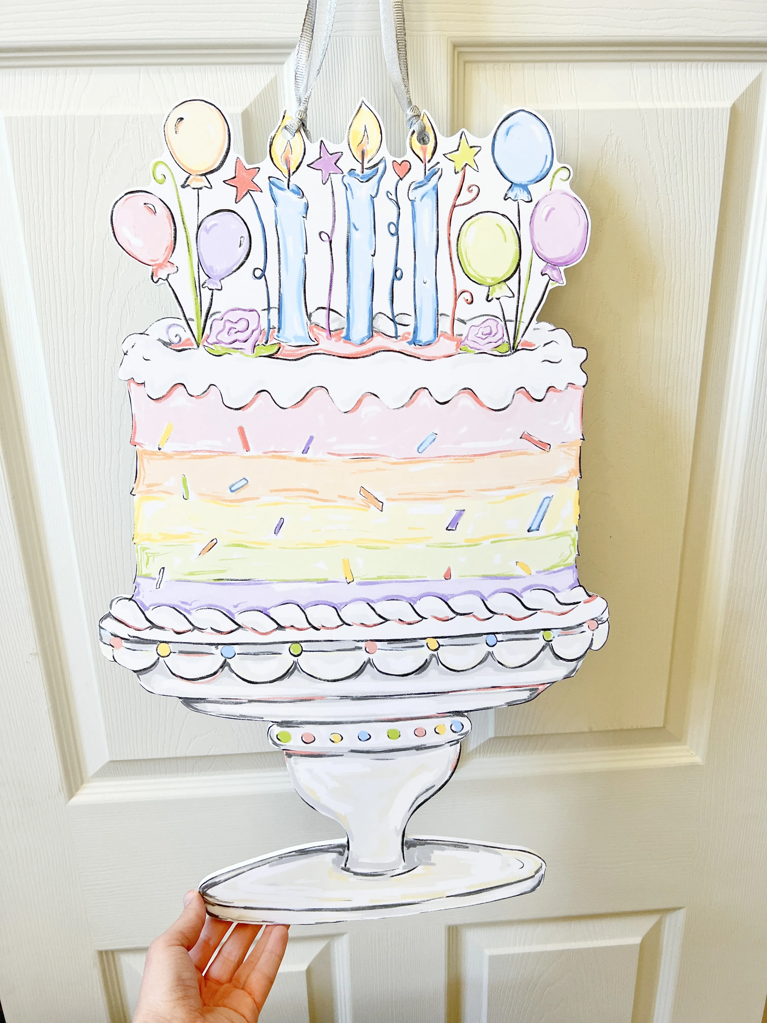 Pastel Birthday Cake Door Hanger