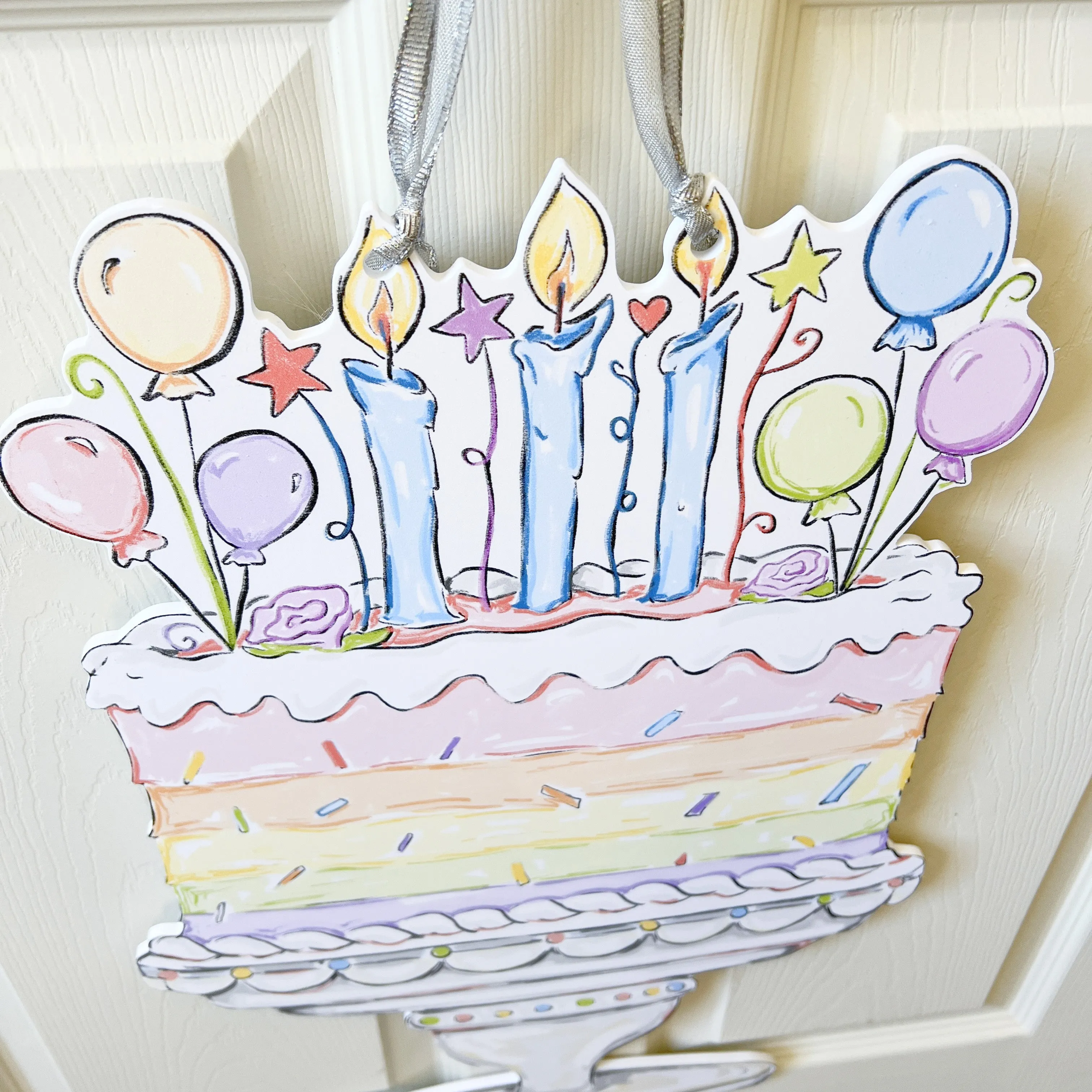 Pastel Birthday Cake Door Hanger