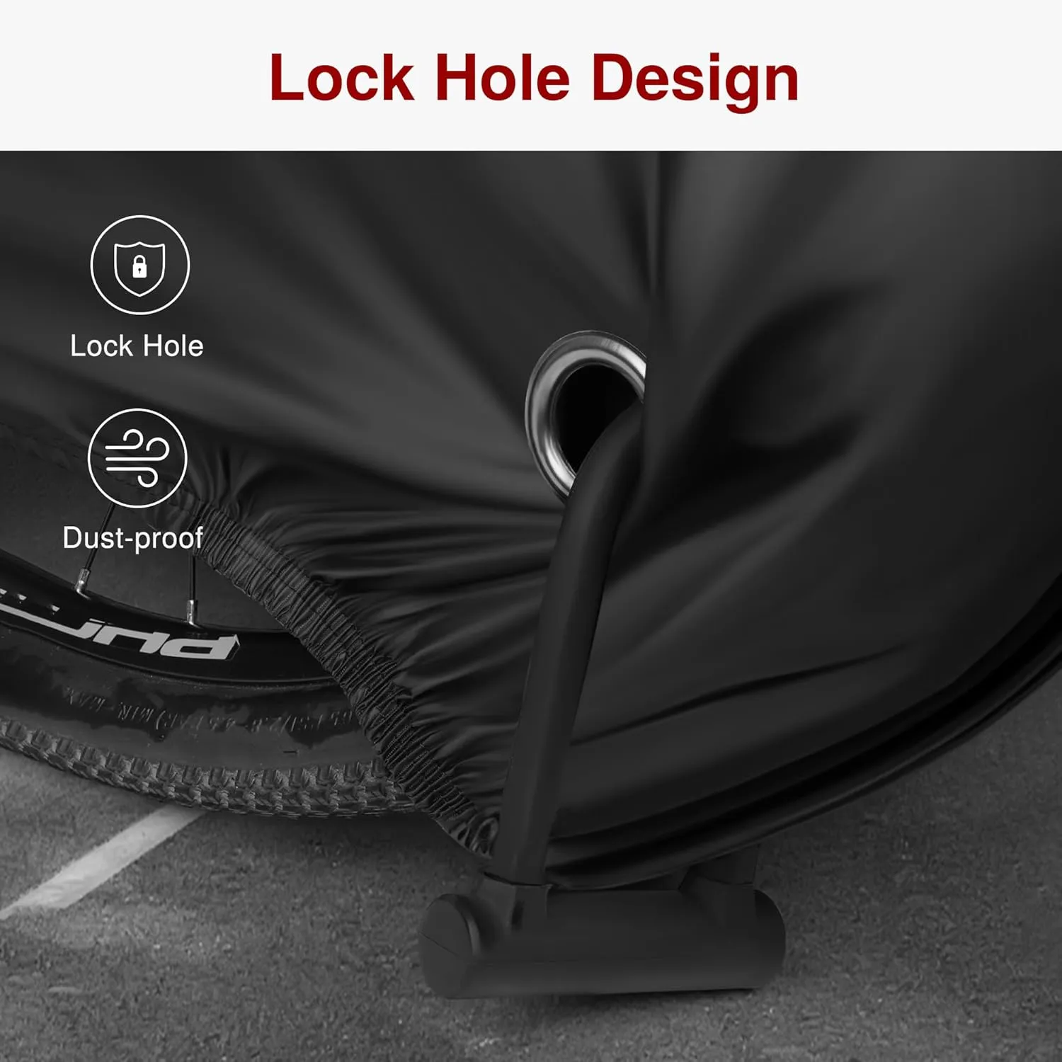 Puroma Bike Cover for 3 Bikes, 190T Outdoor Waterproof Bicycle Covers Rain Sun UV Dust Wind Proof with Lock Hole for Mountain Road Electric Bike (Basic Black)
