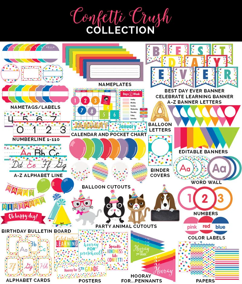 "Confetti Crush" | Full UPRINT Bundle | Printable Classroom Decor | Teacher Classroom Decor | Schoolgirl Style