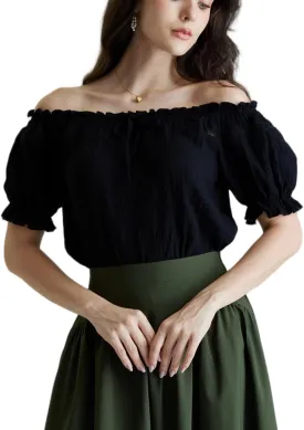Scarlet Darkness Women's Renaissance Shirt Off Shoulder Puff Sleeve Loose Fit Summer Tops