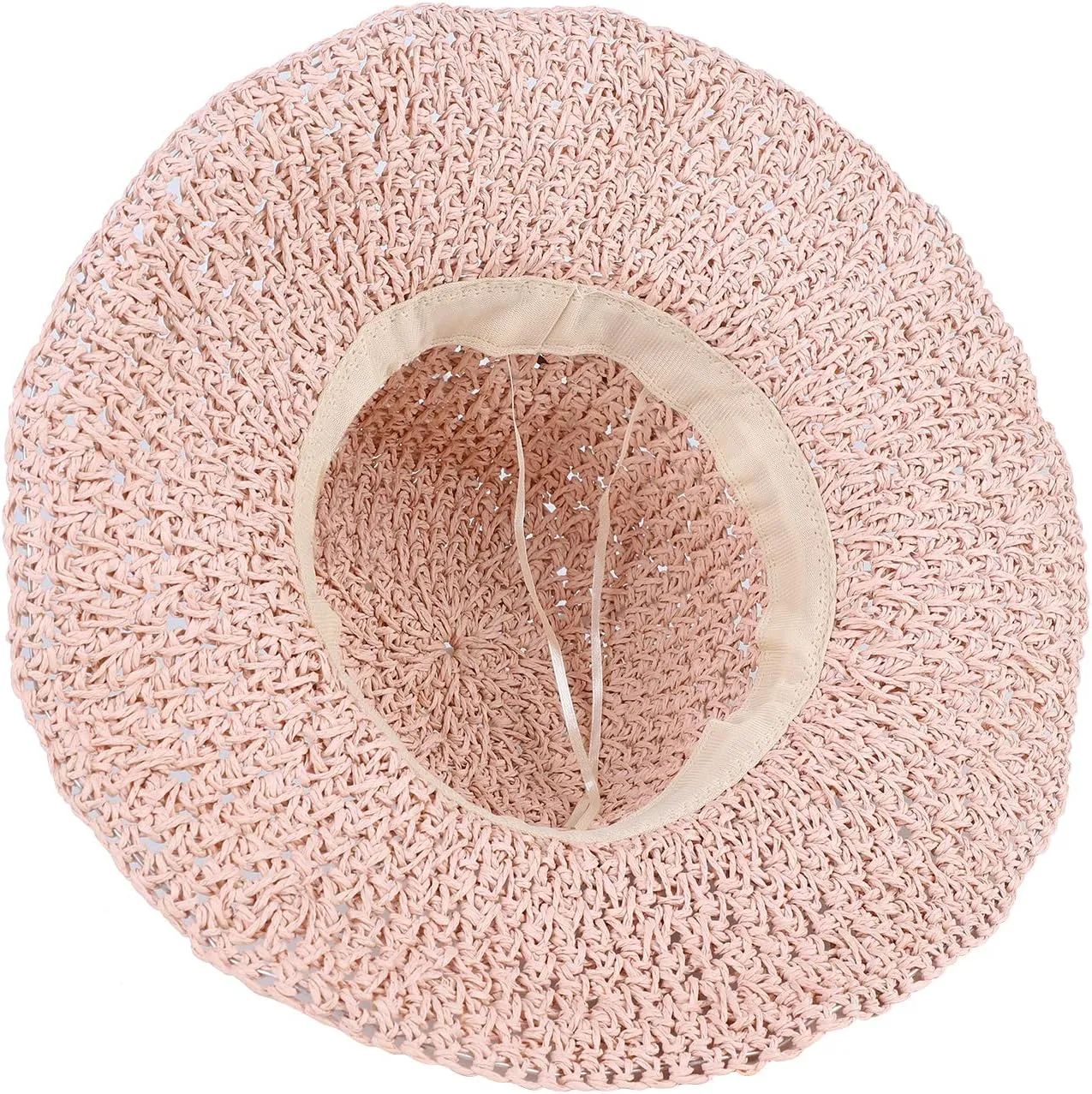 SIQITECHNO Womens Straw Sun Hat Summer Wide Brim Floppy Beach Straw Hat UPF 50  Packable Womens Travel Fedora Cap