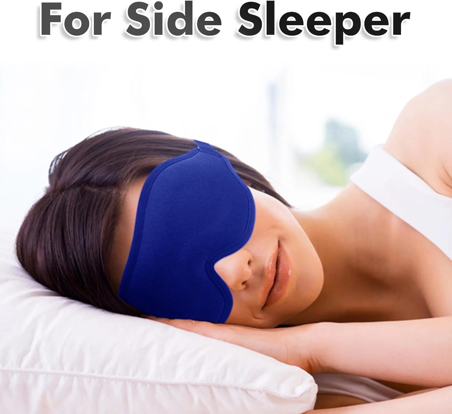 Sleep Eye Mask for Men Women, Lash Extensions 3D Sleeping Mask, Travel Blackout Night Blindfold Eye Shade Cover with Adjustable Strap (Blue-3D)