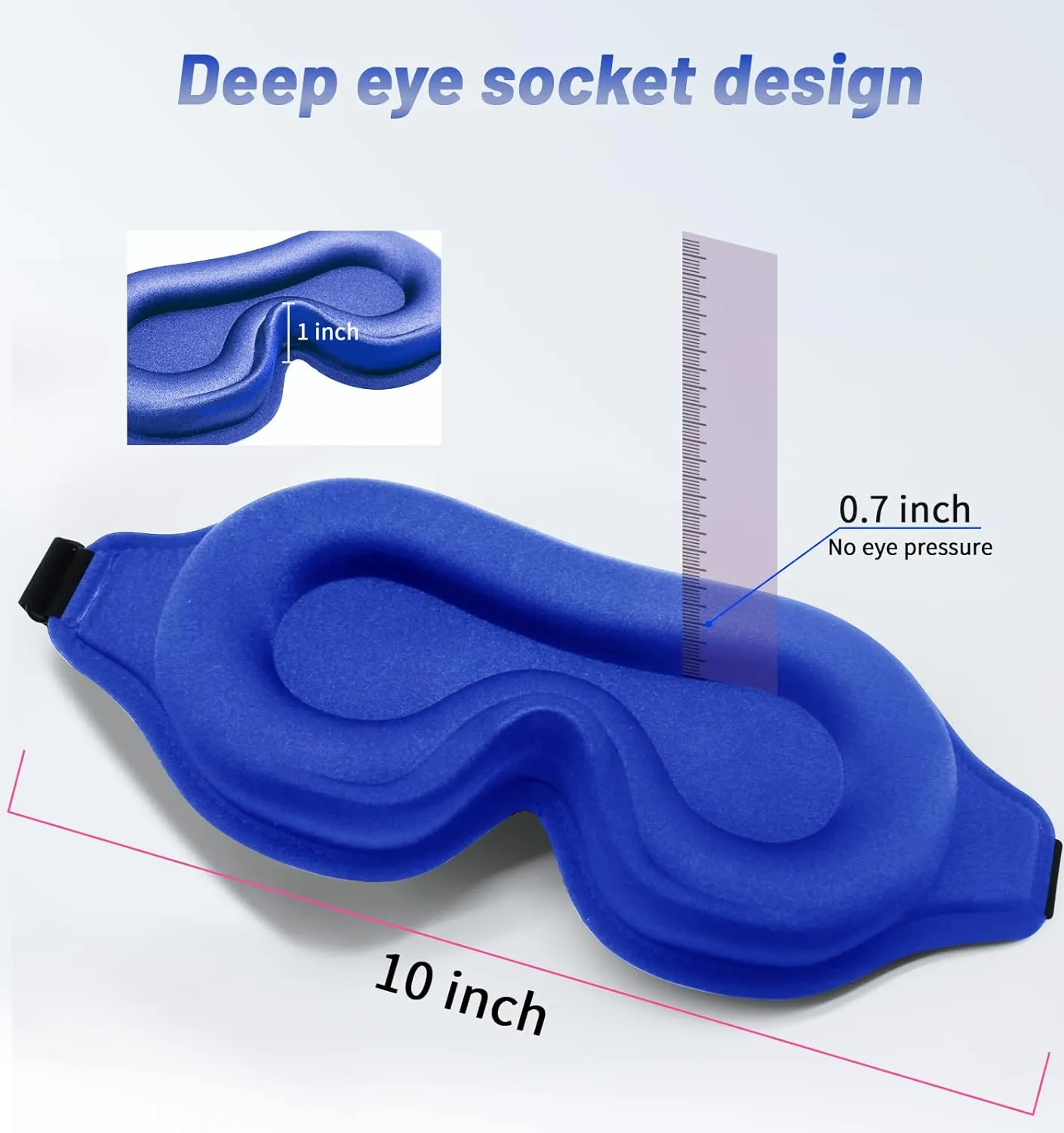 Sleep Eye Mask for Men Women, Lash Extensions 3D Sleeping Mask, Travel Blackout Night Blindfold Eye Shade Cover with Adjustable Strap (Blue-3D)