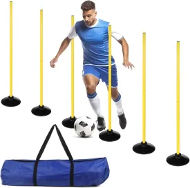 Soccer Agility Poles Set - 6 PCS Soccer Training Agility Poles Agility Pole Accessory Soccer Pole Slalom Poles with Storage Bag,Football Soccer Sport Speed Training Equipment with Rubber Base