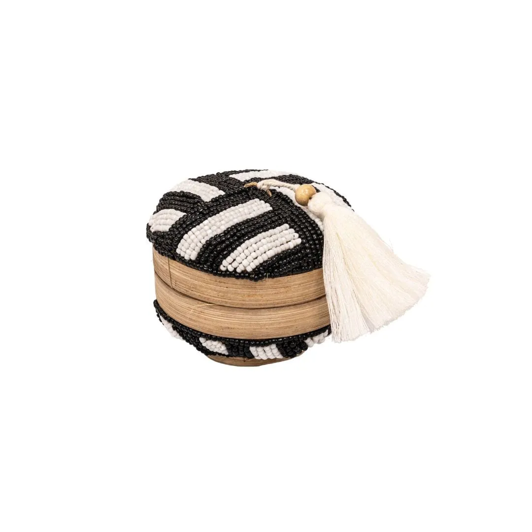 Suri Jewelry Beaded Basket | Black/White