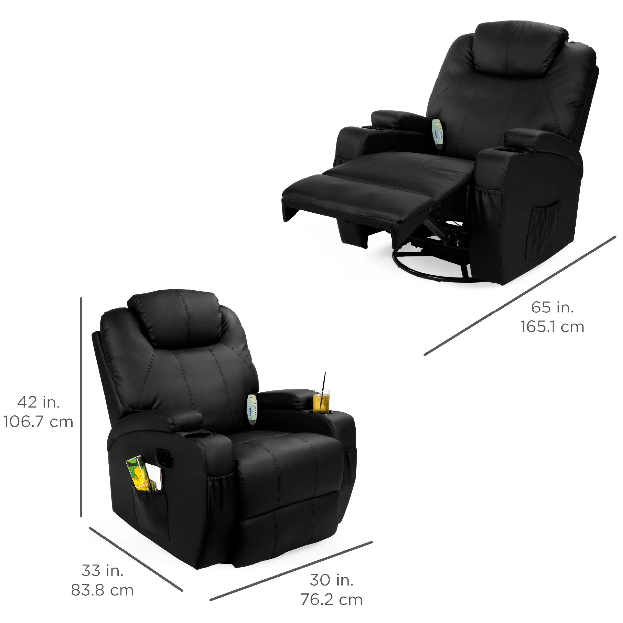 Swivel Massage Recliner Chair w/ Remote Control, 5 Modes