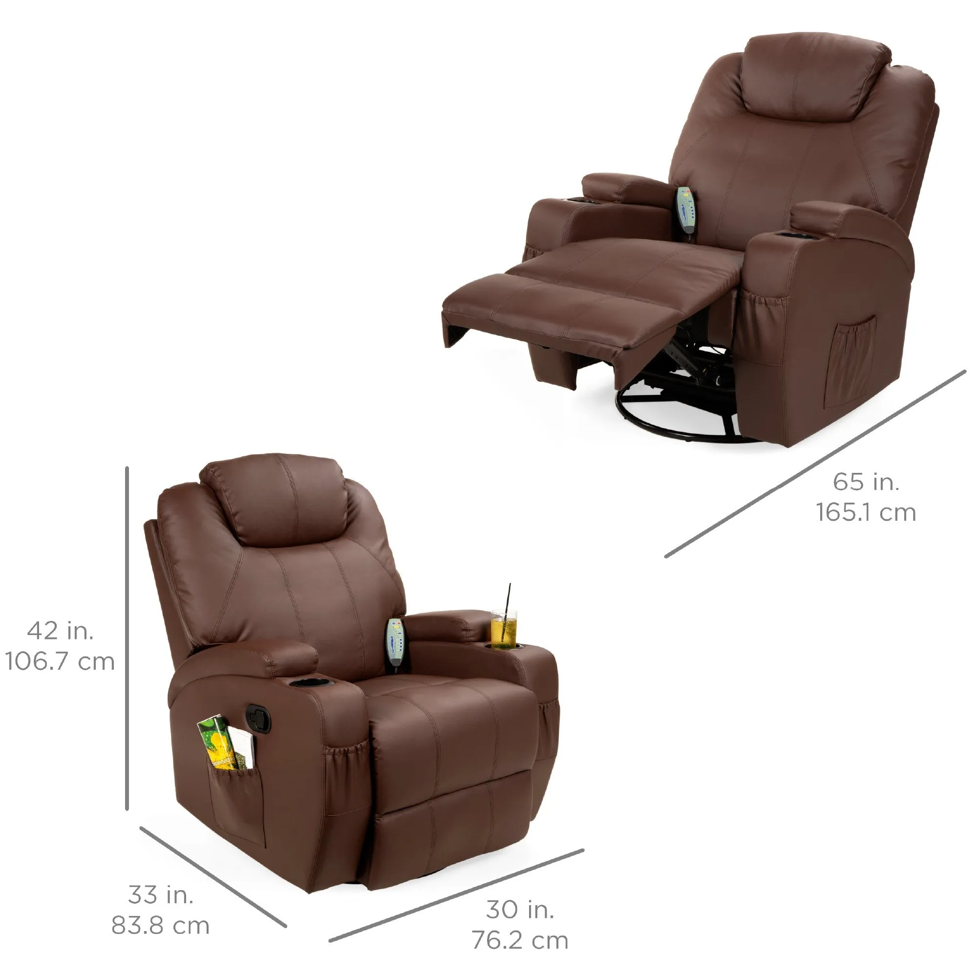 Swivel Massage Recliner Chair w/ Remote Control, 5 Modes