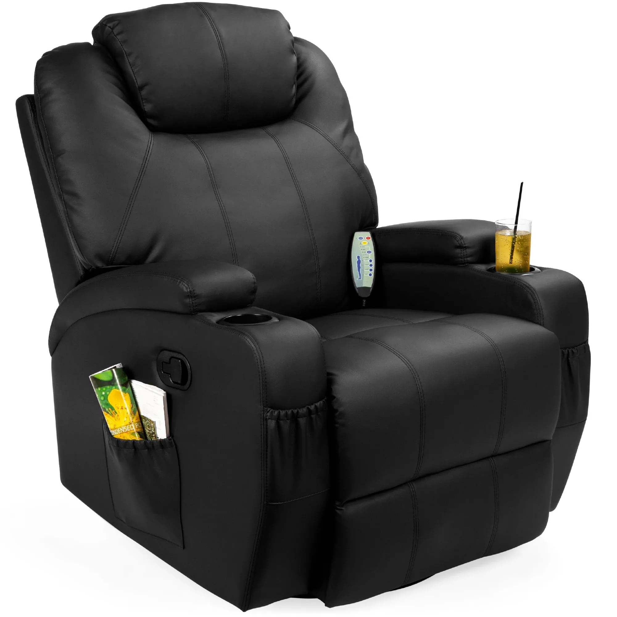 Swivel Massage Recliner Chair w/ Remote Control, 5 Modes