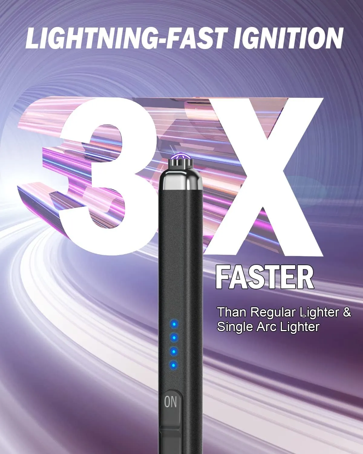 Upgraded Dual Arc Electric Candle Lighter Rechargeable USB Lighter Plasma Arc Lighters for Candle (Obsidian Black)