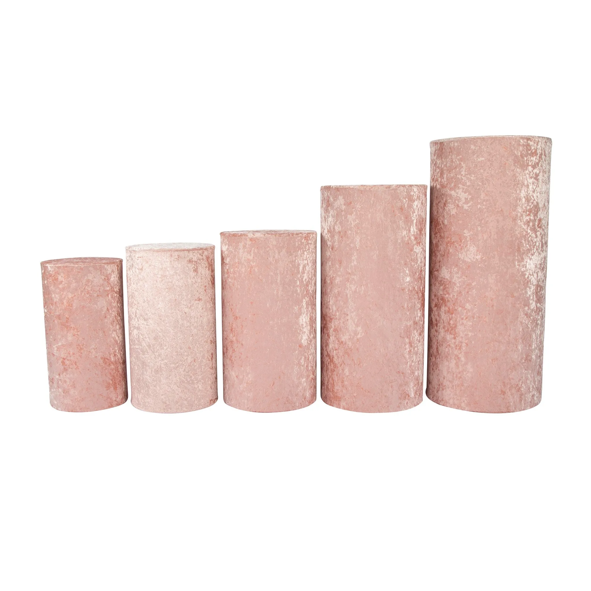 Velvet Covers for Metal Cylinder Pedestal Stands 5 pcs/set - Blush/Rose Gold