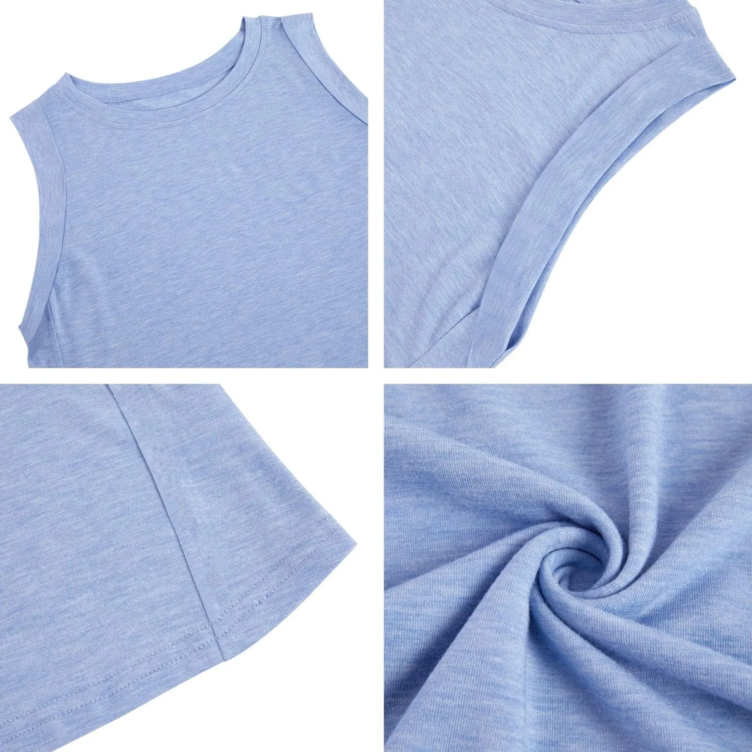 Women's Summer Sleeveless Tank Top Loose Fit Casual Crew Neck T Shirts Basic Tee Tops