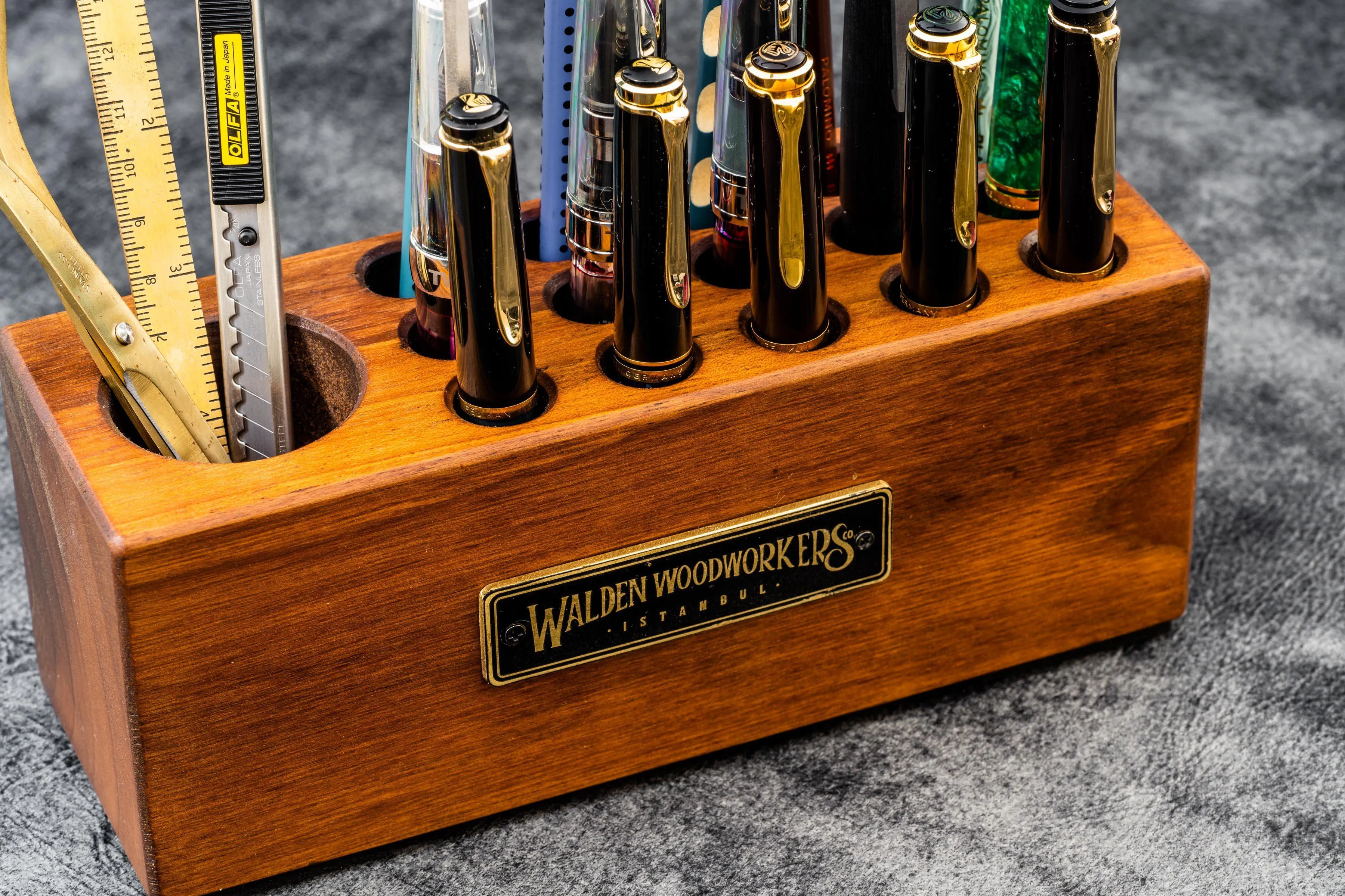 Wood Desk Organizer - Pen Holder - Walnut
