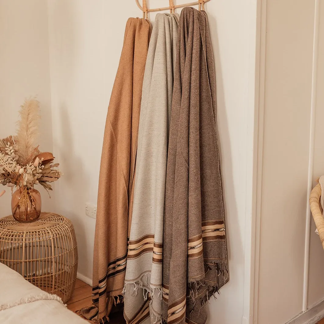 Woollen Kashmiri Throw - Light Grey