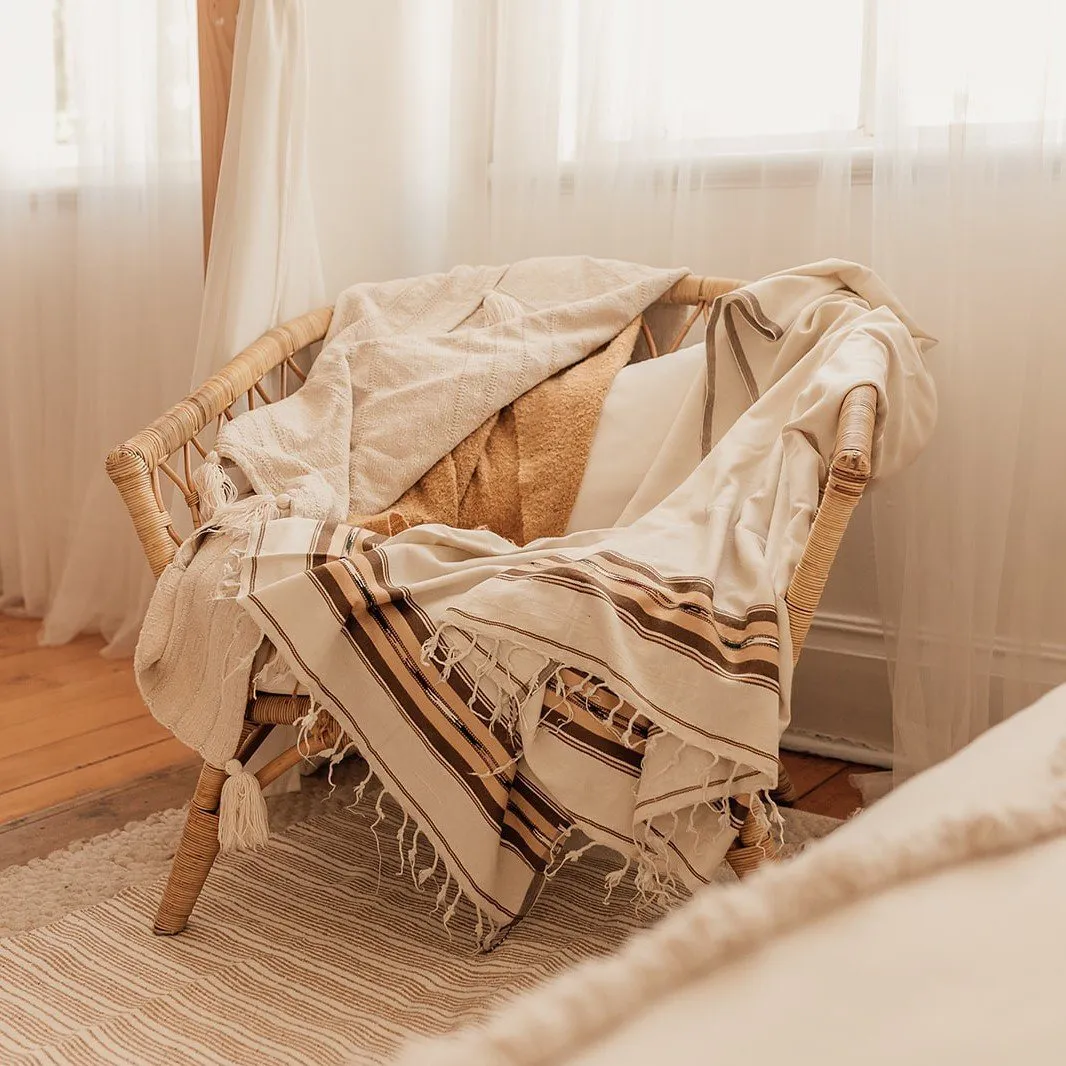 Woollen Kashmiri Throw - Natural